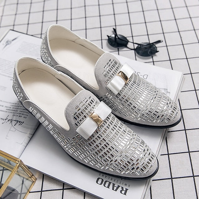 Elegant Strap Loafers Silver Woven Men's Prom – and Monk
