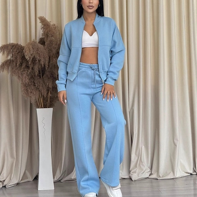 Women's Tracksuit Pants Sets Bolero Top Long Sleeve Shirt