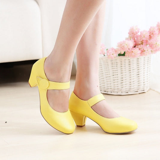 Toe Women's Yellow Jane – Round Mary Shoes