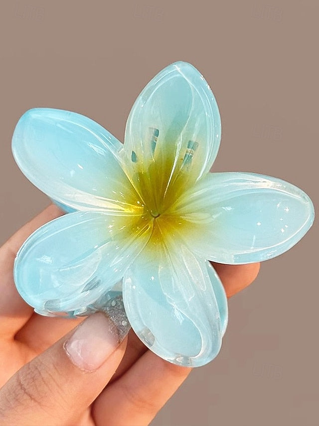 Hawaiian Resin Flower Hair Tropical Clips – Plumeria 6PCS