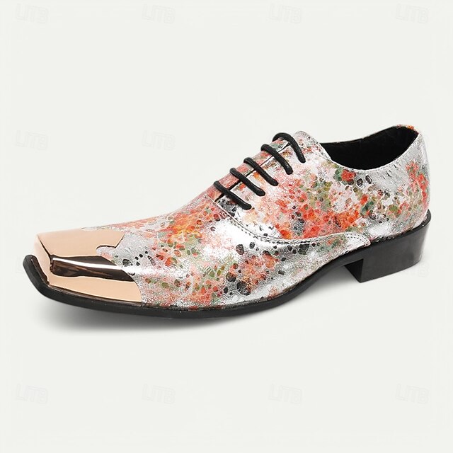 Men's Leather Shoes Floral – Patent Oxford Printed
