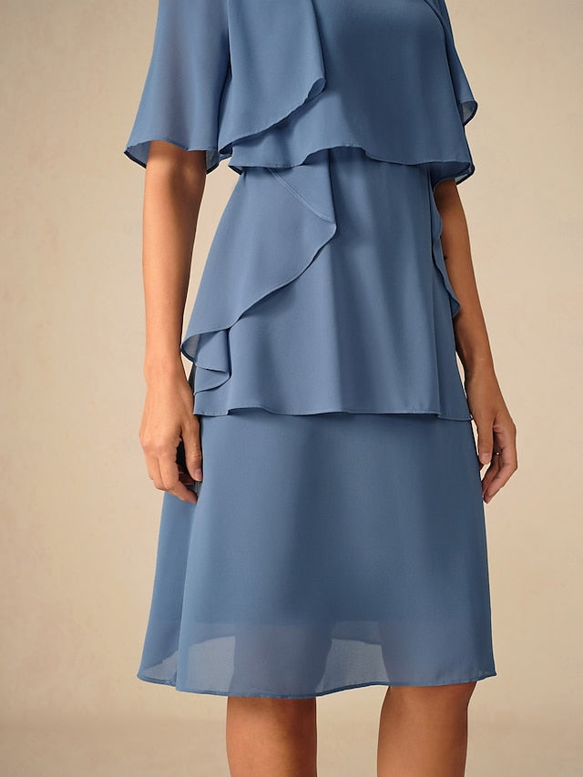 Women's Wedding Guest Cocktail Dress Ruffle  Elegant