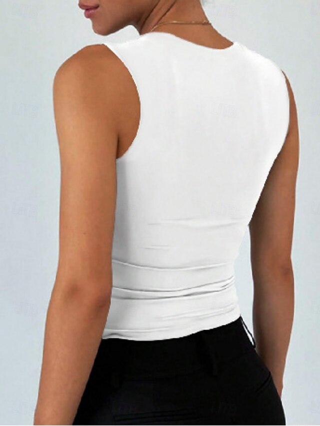Women's Camisole Tank Top Ruched Solid Color Stylish Casual