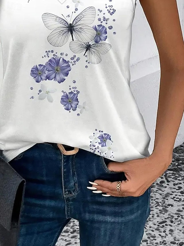 Women's Camisole Tank Top Casual Floral Butterfly Print