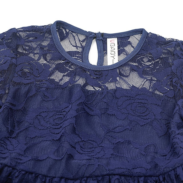 Long Girls' Colored Dress Girl Flower Solid Kids