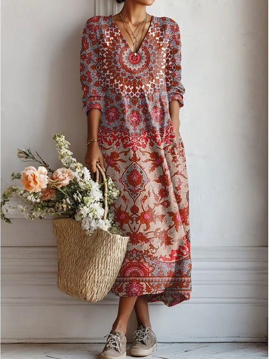 Easter Women's Maxi Dress Linen Like Breathable Lightweight