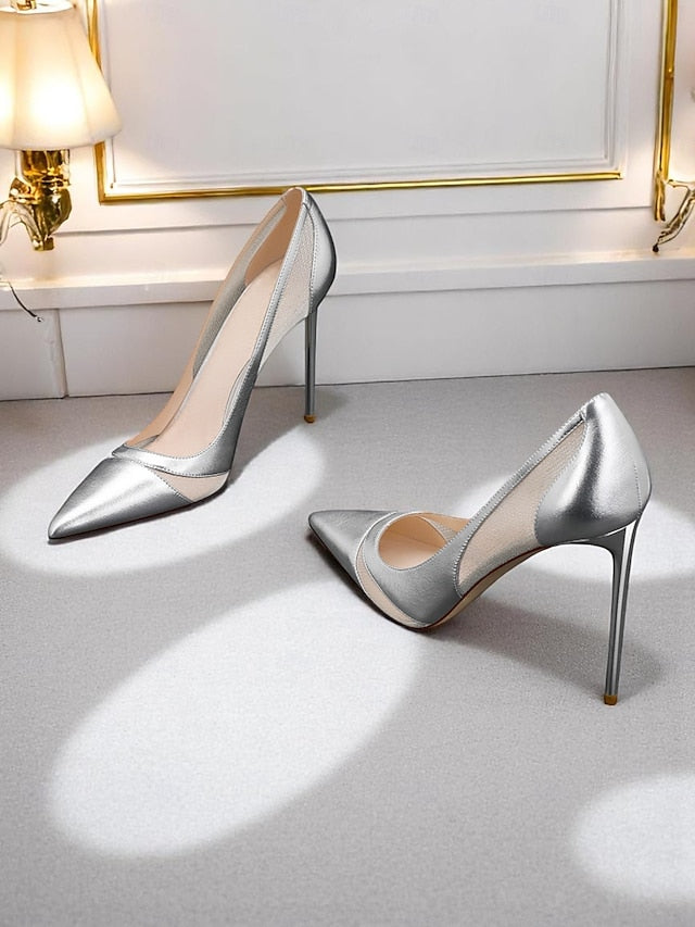 Detailing Women's Mesh Pumps with Pointed Suede Toe Nude