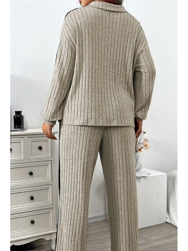 Women's Pants Sets Bolero Top Long Sleeve Shirt Collar