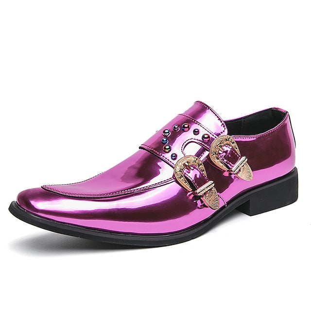 Metallic Shoes Men's Loafers Pink Fashion – Buckle