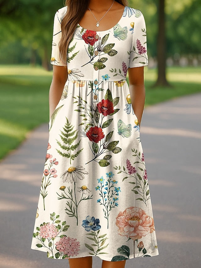 Women's Midi Dress Knit Dress Casual Dress Sundress A Line