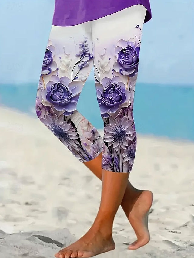 Women's Leggings Vacation Vintage Fashion Capris High Waist