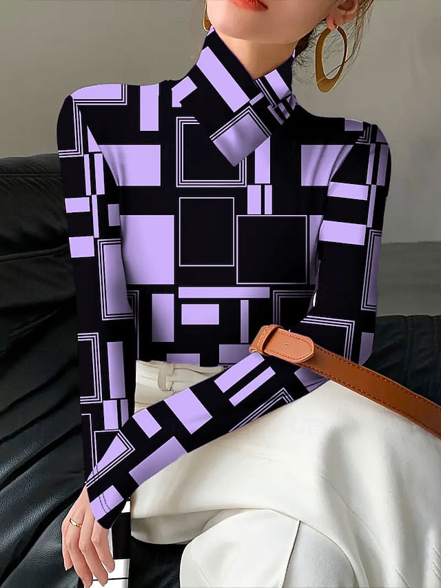 Women's T Shirt Print Tiered Graphic Geometric Elegant