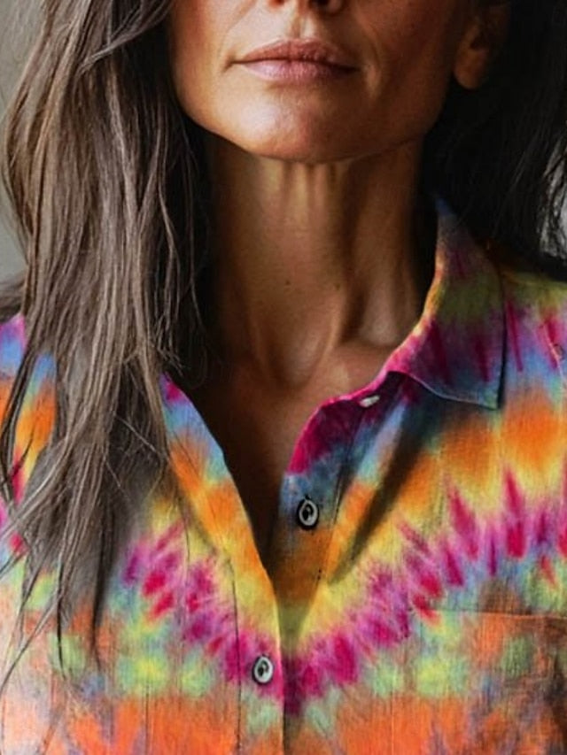 Women's Blouse Print Heart Tie Dye Vacation Vintage Daily