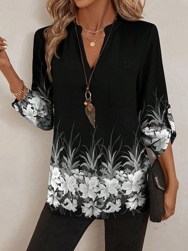 Women's Shirt Print Floral Graphic Elegant Stylish Basic