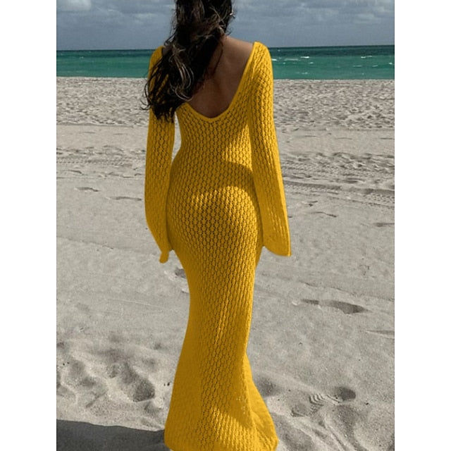 Women's Swimwear Cover Up Swim Dress Swimsuit Crochet