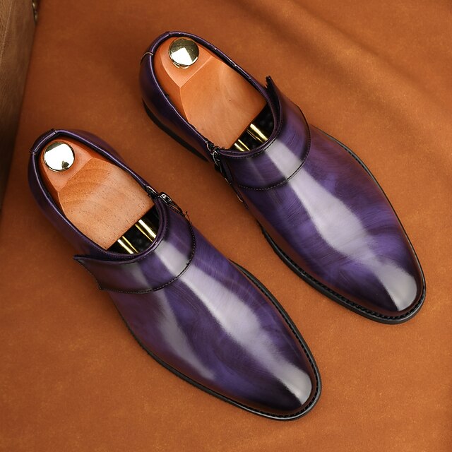 Men's Leather Business Shoes Slip-On Loafers Brown