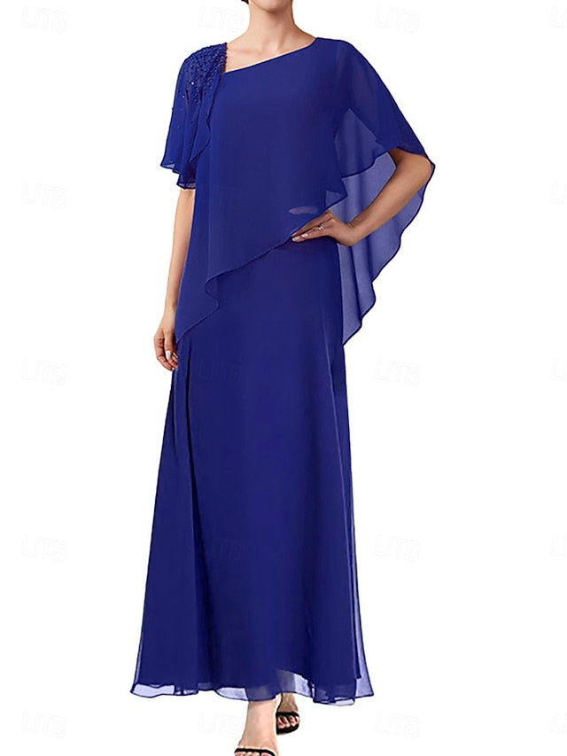Square of the Elegant Simple Bride Neck Dress A-Line Mother