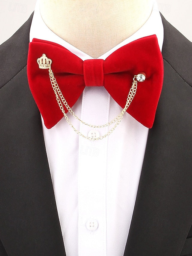 Tie Men's Chain Bow – and Velvet with Detail Crown