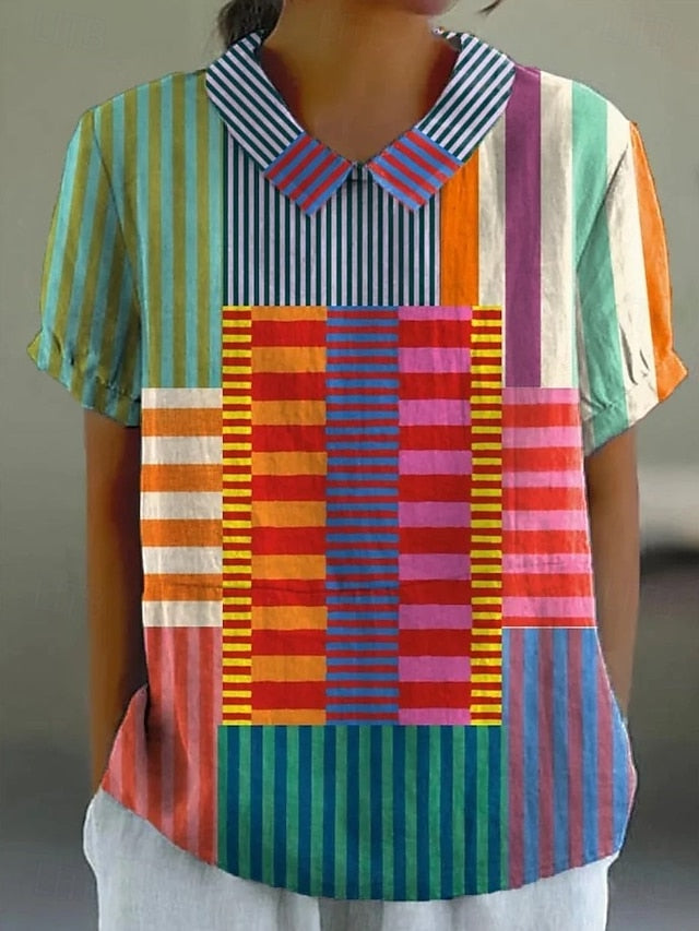 Women's Blouse Buttons Print Graphic Geometric Daily