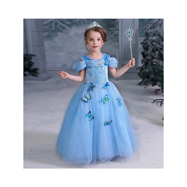 Tulle Elsa Party Frozen Theme Princess Costume Flower Girl Dress