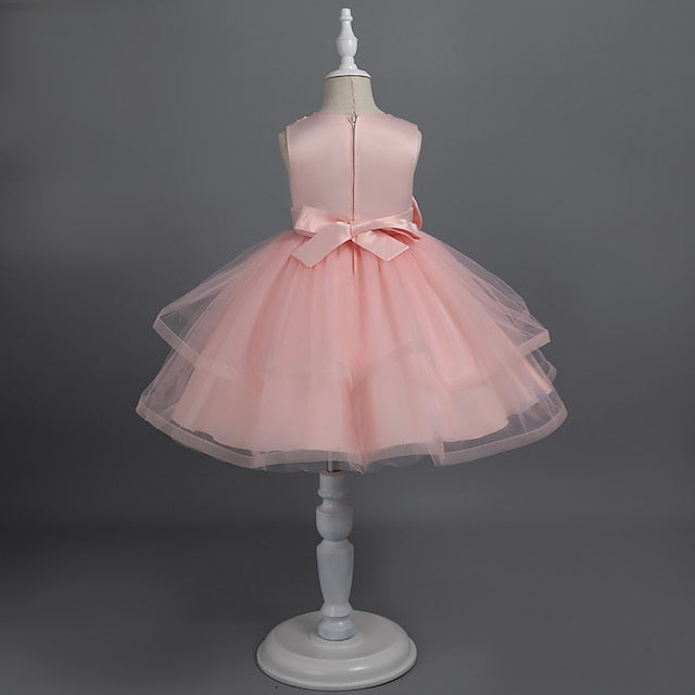 Sleeveless Girls' Color Dress Party Solid Toddler