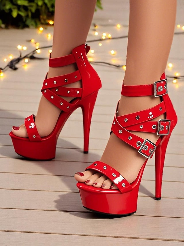 with High White Women's Straps Platform Buckled and Heels