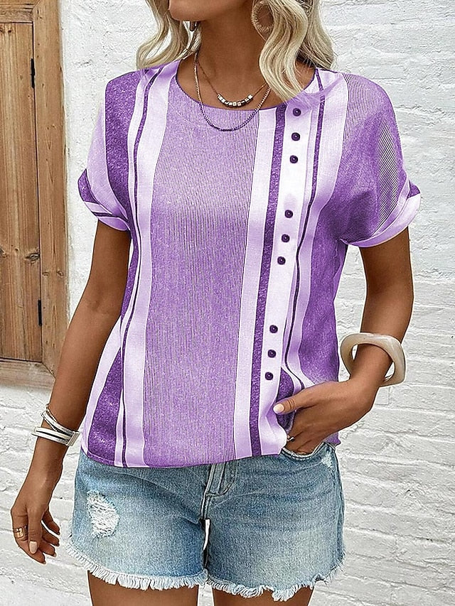 Women's T-Shirt  Linen Like Breathable Lightweight Chic