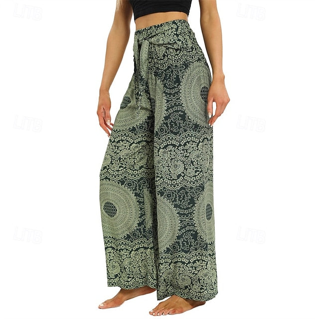 Women's Wide Leg Pants Trousers Casual Boho Full Length