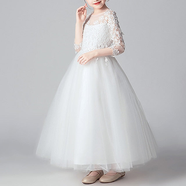 Girls' Color Flower Dress Solid Girl Kids Party