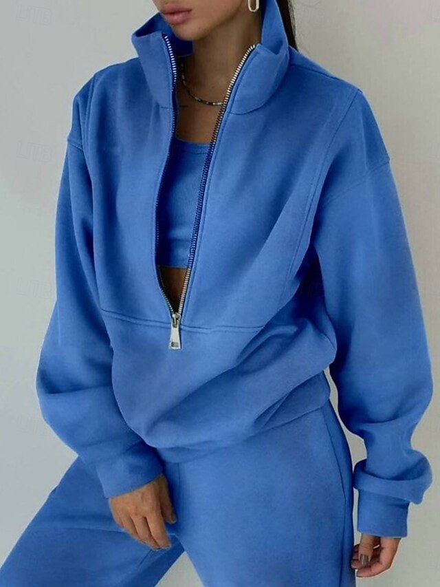 Women's Pants Sets Long Sleeve Turtleneck Plain Fashion
