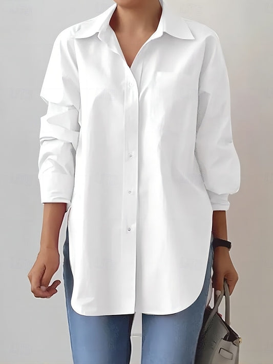 Women's Shirt Blouse Buttons Solid Color Stylish Casual