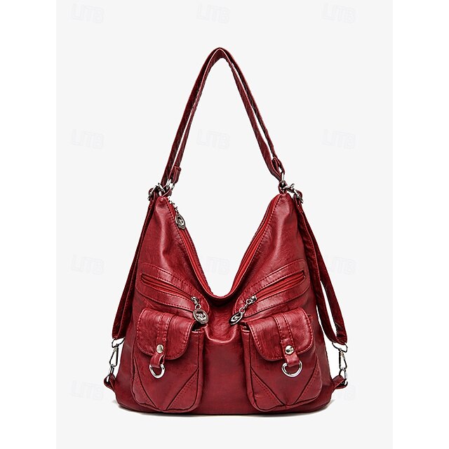 Pockets Hobo with Leather Multiple Women's Bag Faux Brown