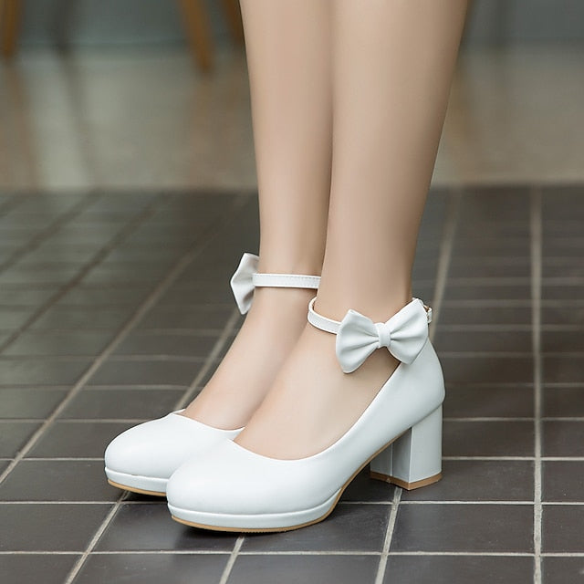 Shoes Perfect White Bow for Jane Mary - Girls' Weddings