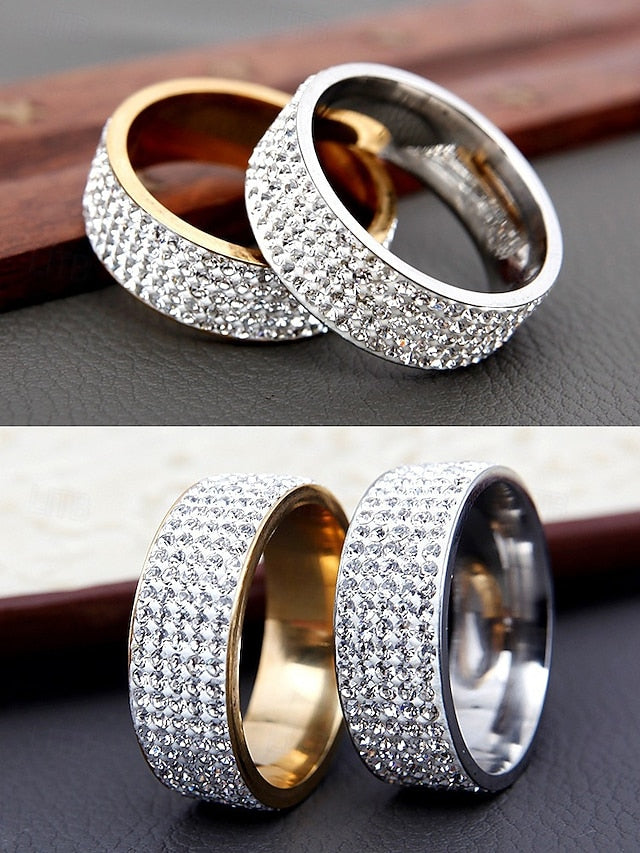 Full Wide Rhinestone Band with Men's Rings Pave