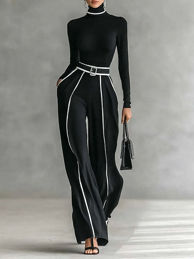 Women's Office Suit Long Sleeve Turtleneck Solid Color