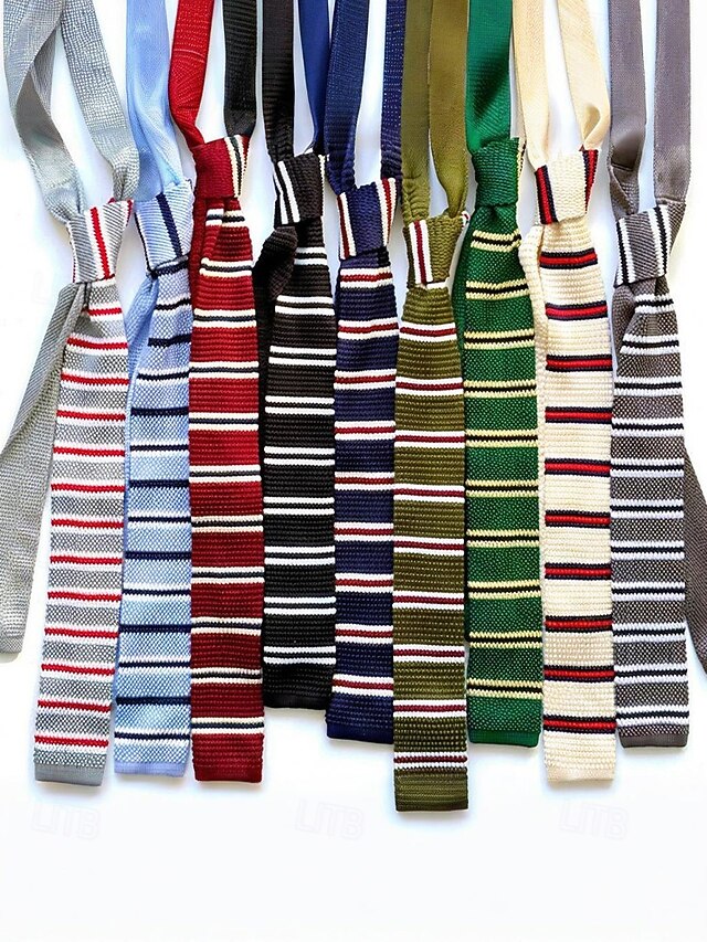 Christmas Stripe Men's Neck Woven - Stylish Knit Tie