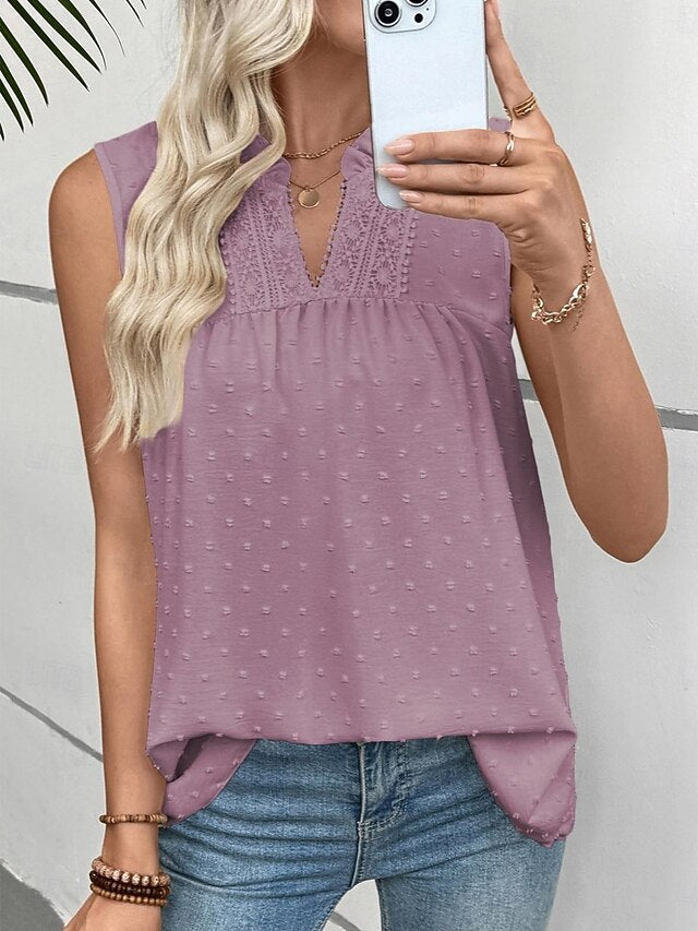 Women's T Shirt Tee Top Lace Patchwork Plain Fashion