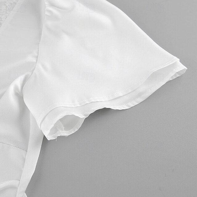 Women's Two Piece Sets Skirt Sets Short Sleeve V Neck Plain