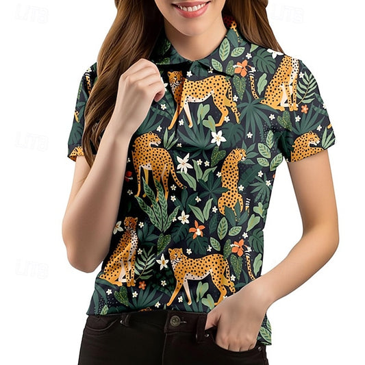 Women's Animal Tennis Shirt Short Sleeves Print UPF50+