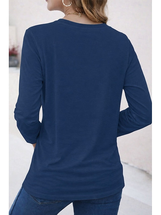 Women's T Shirt 100% Cotton Solid Color Basic Classic