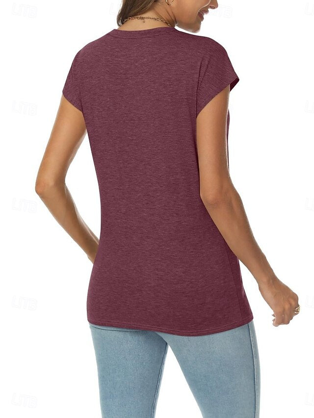 Women's T Shirt Tee Top Plain Fashion Stylish Basic Short