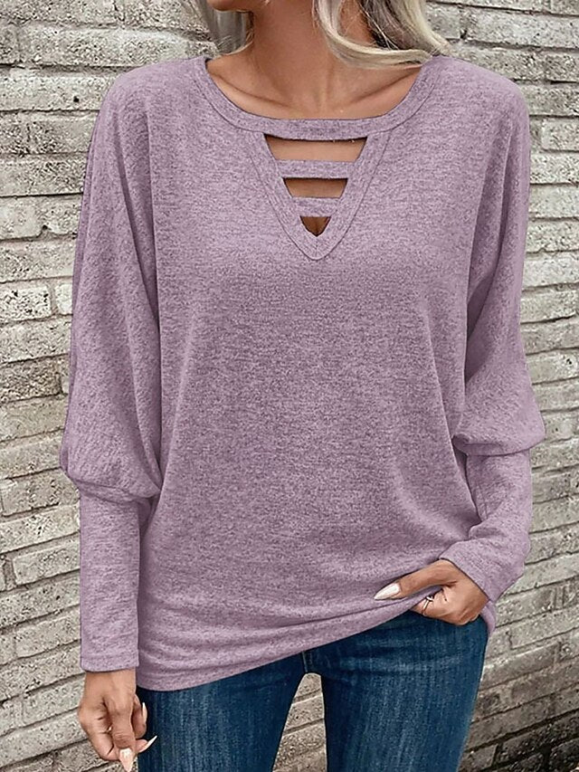 Women's Blouse Ruched Eyelet Plain Elegant Stylish Casual