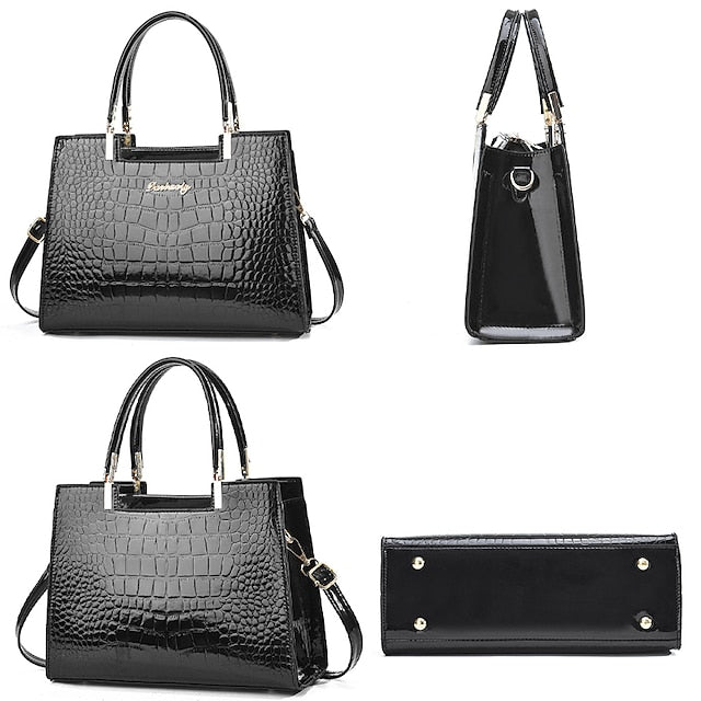 Leather | Handbag Crocodile Elegant Women's Pattern Black