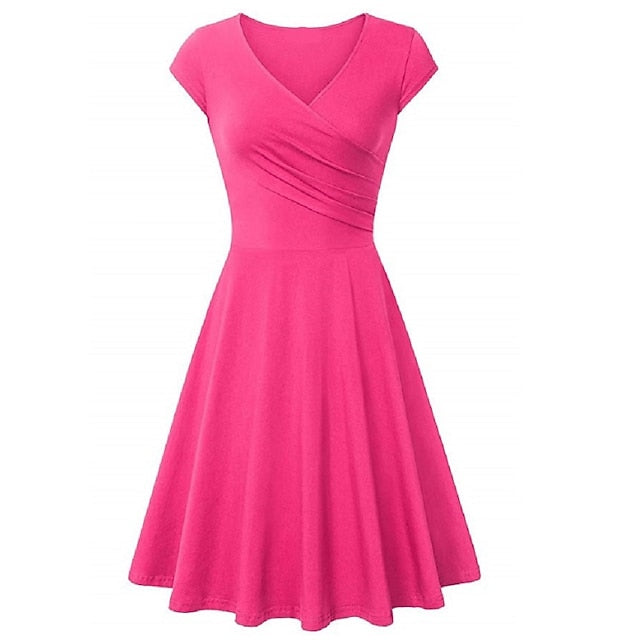 Women's A Line Dress Short Mini Dress Beige Short Sleeve