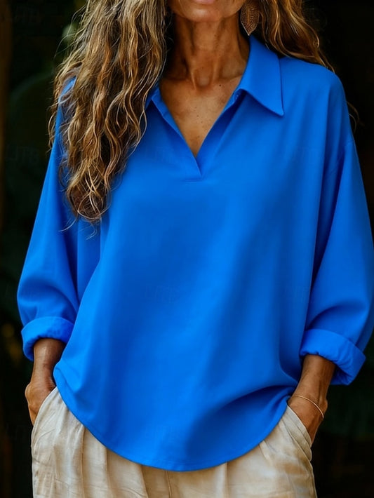 Women's Shirt Blouse Plain Stylish Classic Modern Long