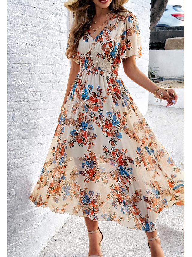 Women's Sheath Dress Chiffon Dress Sundress Floral Graphic