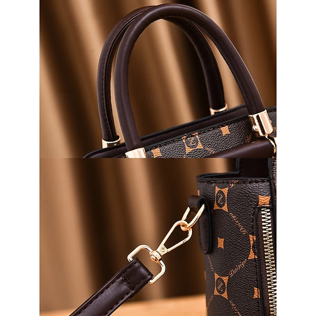 Faux Elegant Red Leather Women's with Accents and Handbag