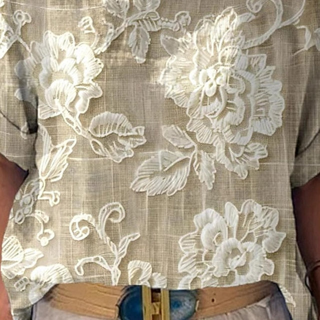 Women's T Shirt Tee Top Print Floral Fashion Modern 3/4