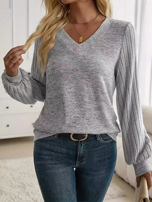 Women's Shirt Patchwork Buttons Print Solid Color Plain