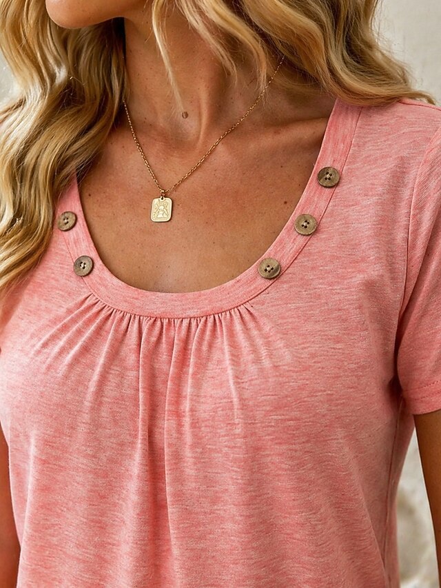 Women's 100% Cotton Tunic Buttons Graphic Plain Stylish